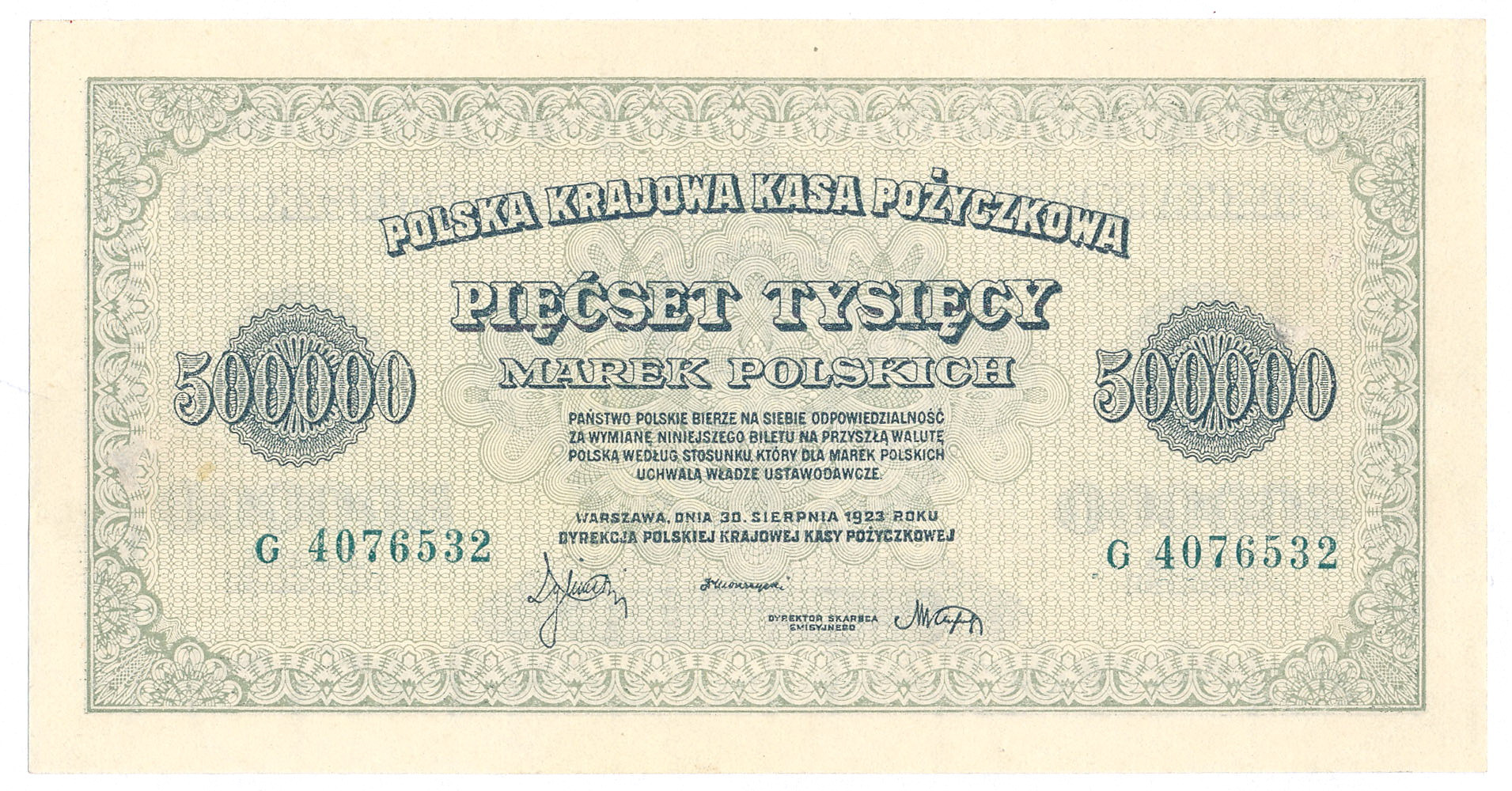 500.000 marek polskich 1923 seria G - RZADKIE